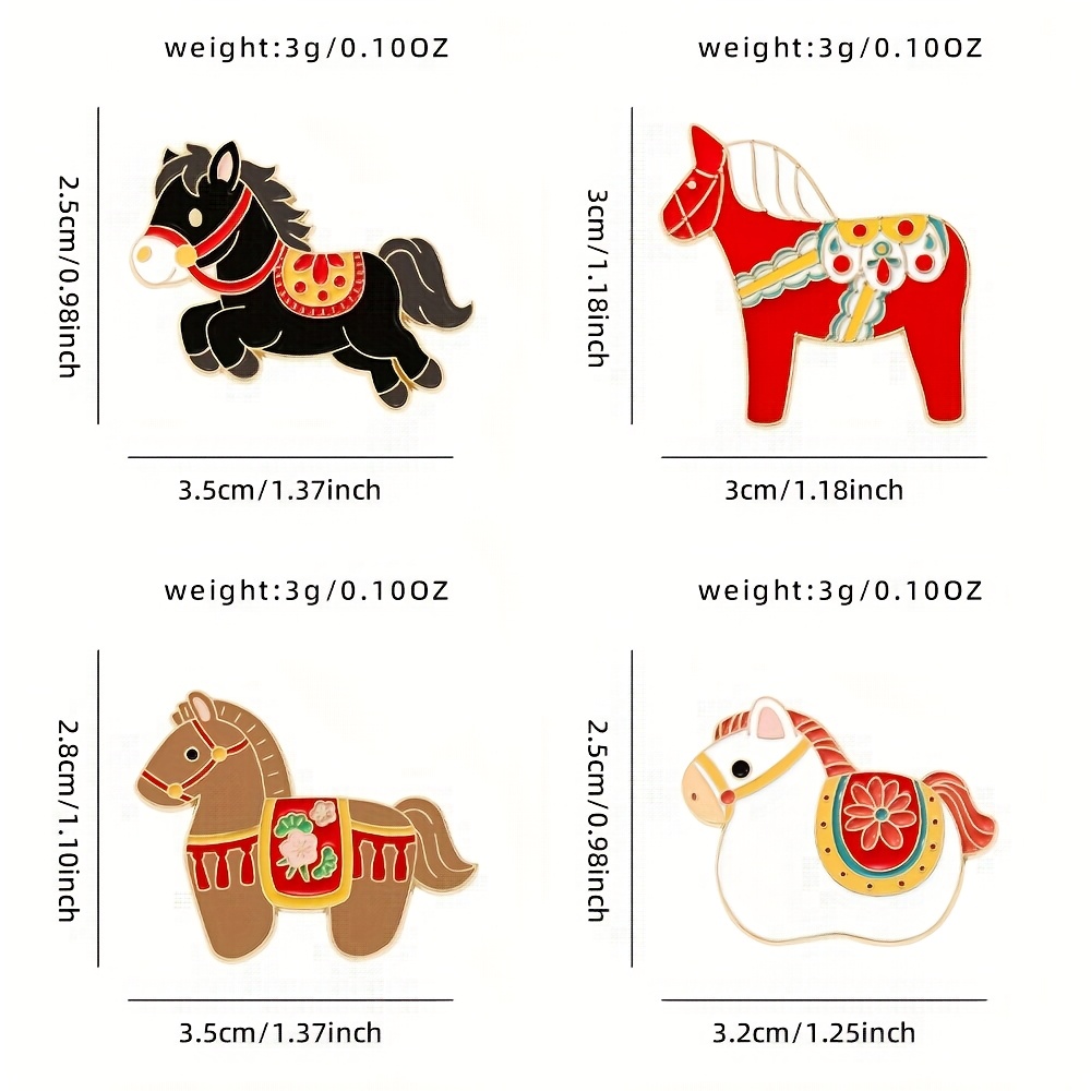 Vintage Horse Enamel Brooch, Cute National Style Accessory